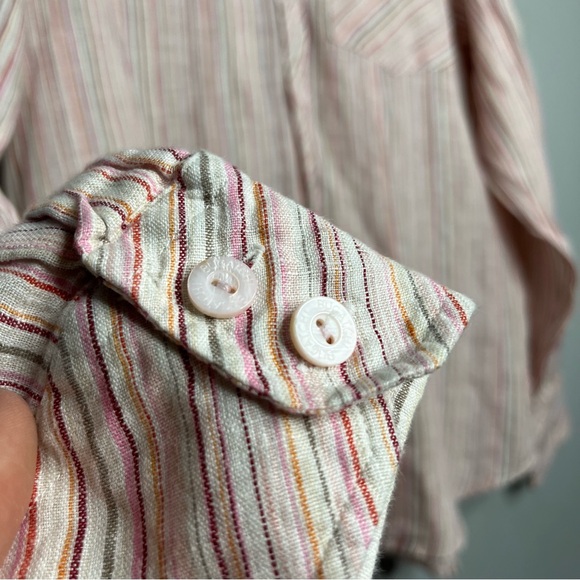 Bugatchi Uomo Striped Linen Button Front Shirt M - Picture 5 of 6